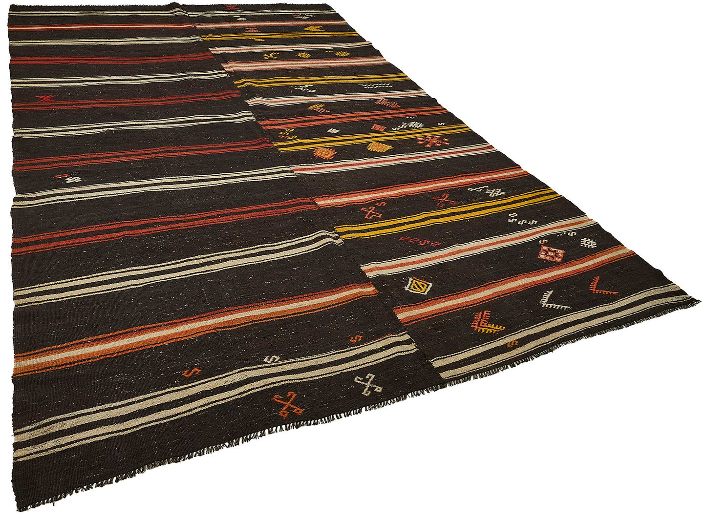 7x12 Vintage Turkish Goat Hair Kilim Rug - 51279