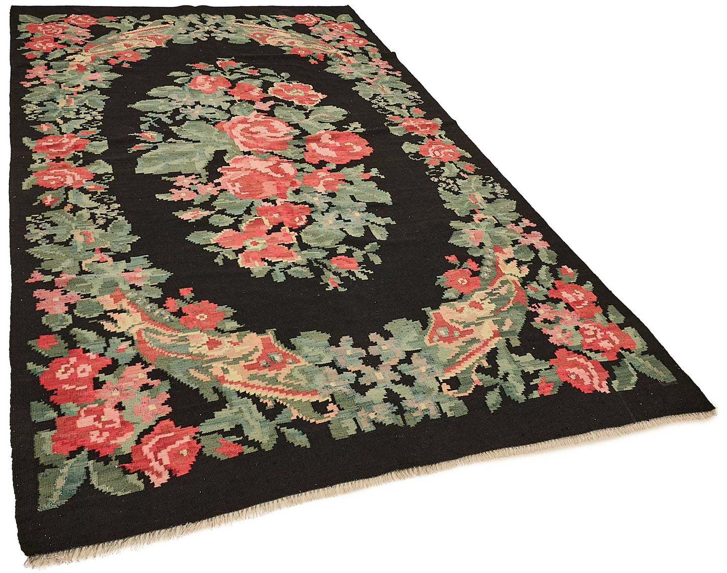 5x9 Black Vintage Moldovan Kilim Rug - 51289