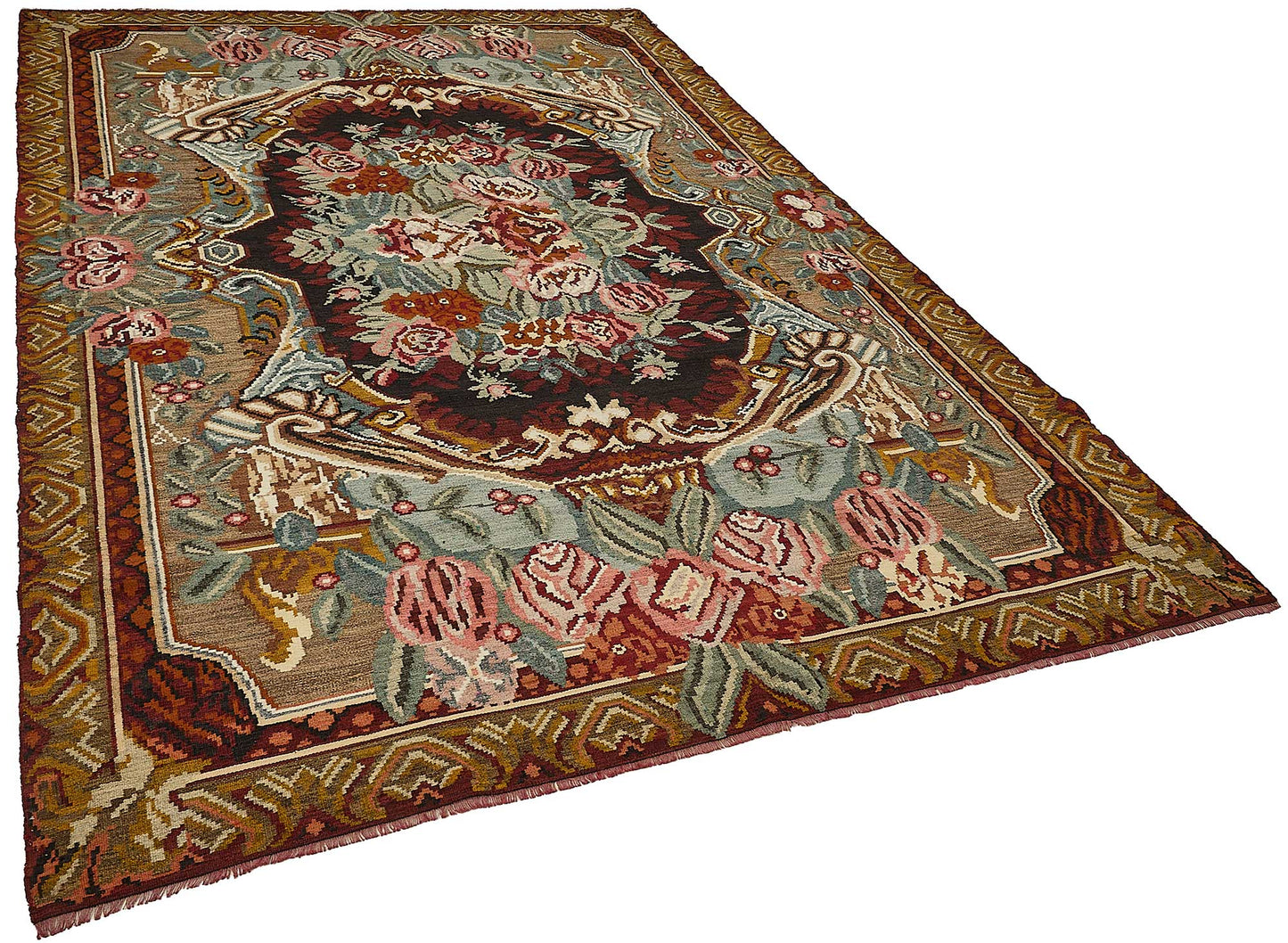 7x10 Brown Vintage Moldovan Kilim Rug - 51290