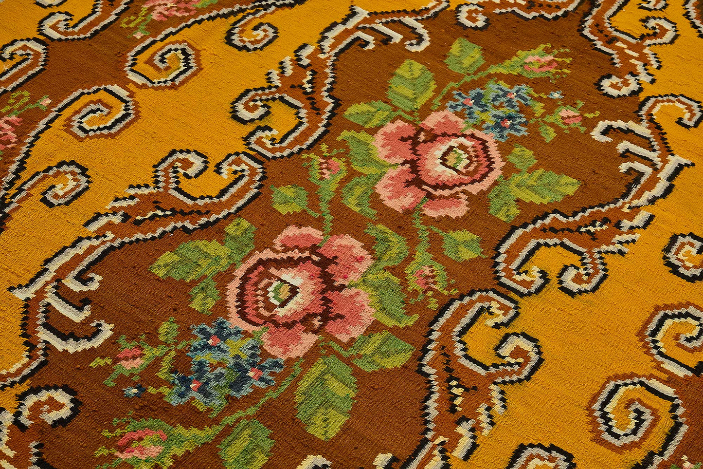6x9 Yellow Vintage Moldovan Kilim Rug - 51296