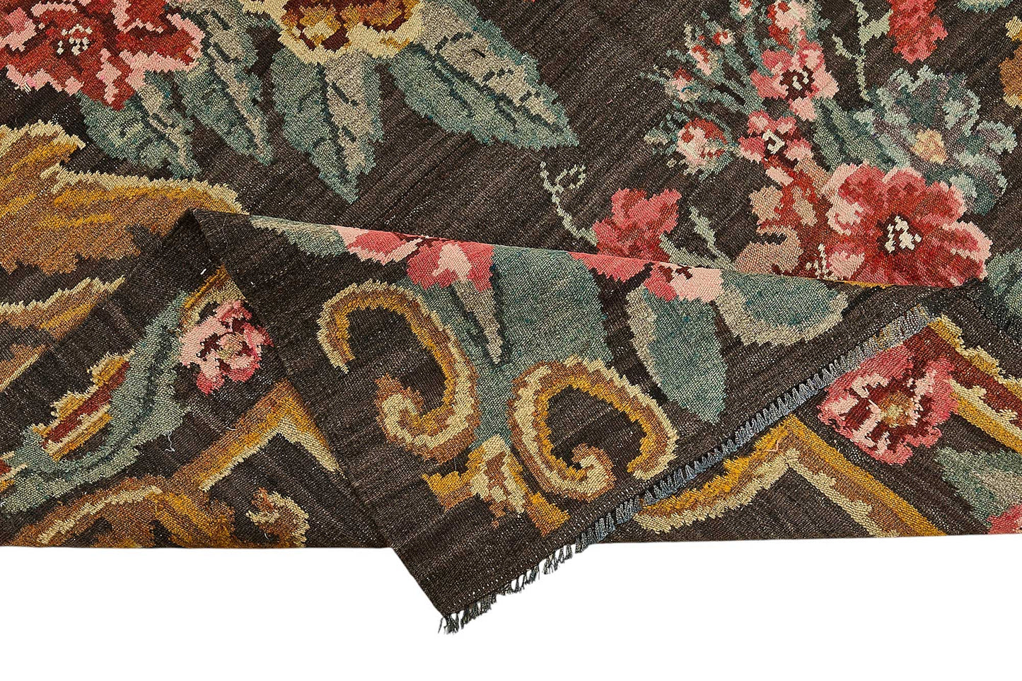 6x9 Black Vintage Moldovan Kilim Rug - 51301