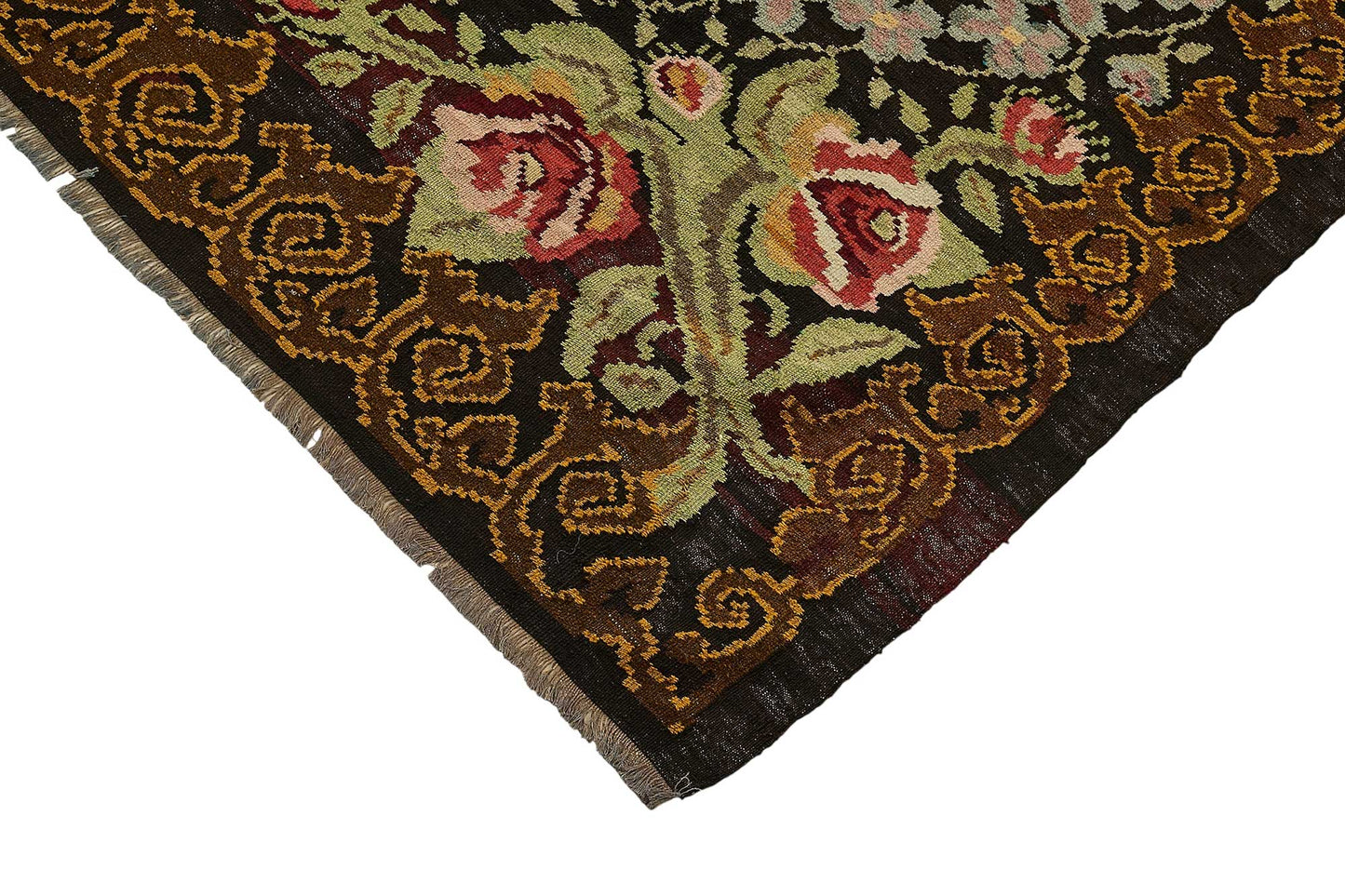 7x10 Black Vintage Moldovan Kilim Rug - 51305