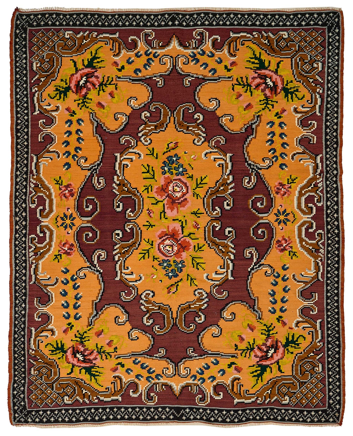 6x8 Orange Vintage Moldovan Kilim Rug - 51306