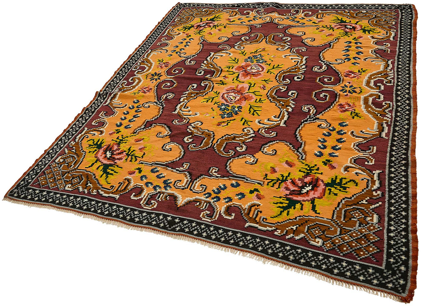 6x8 Orange Vintage Moldovan Kilim Rug - 51306