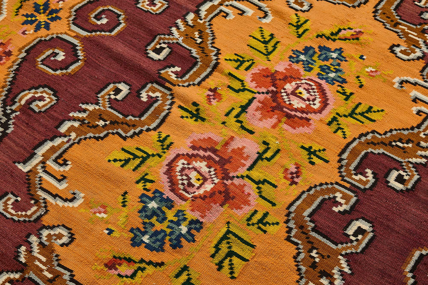 6x8 Orange Vintage Moldovan Kilim Rug - 51306