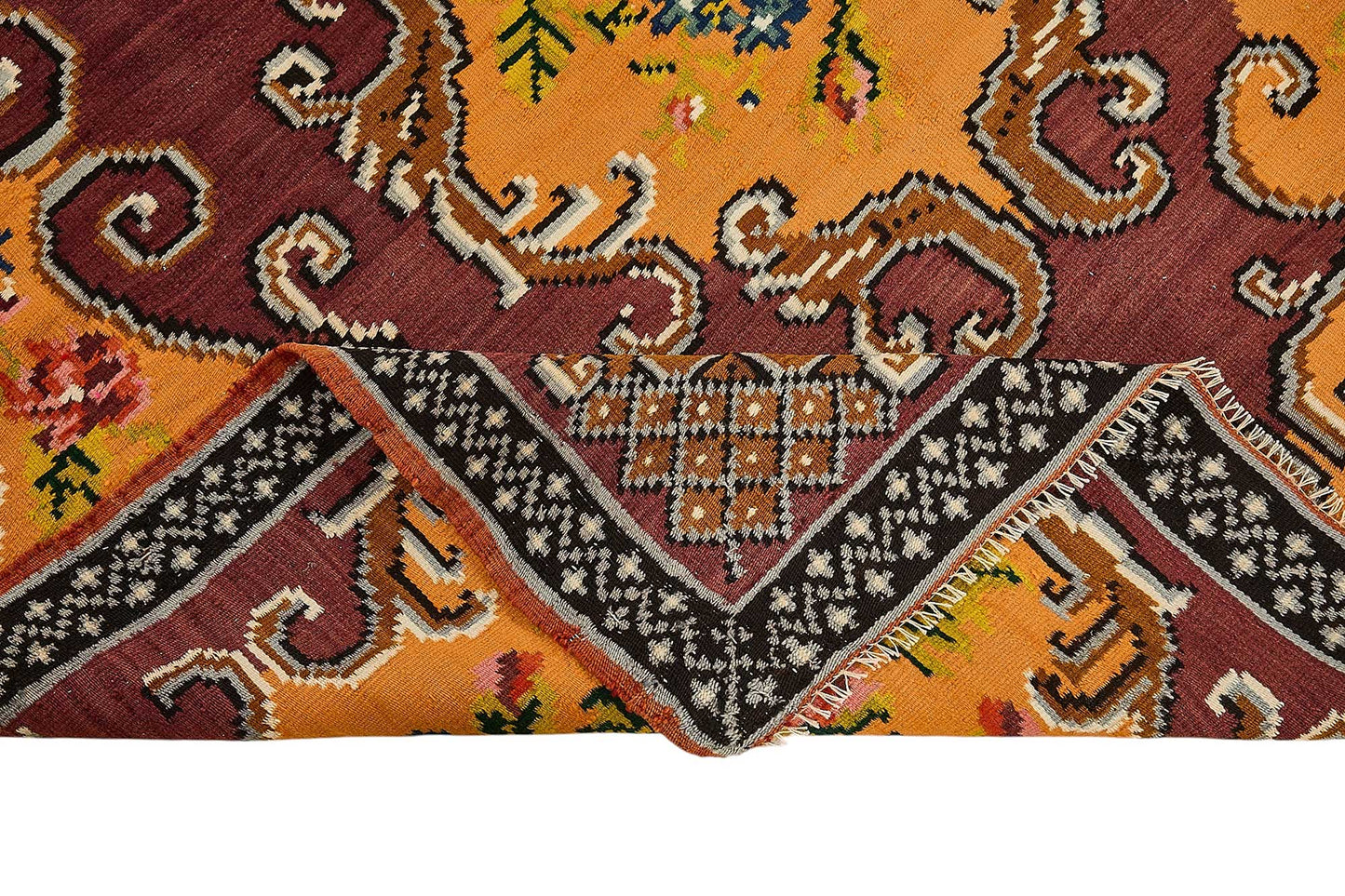 6x8 Orange Vintage Moldovan Kilim Rug - 51306