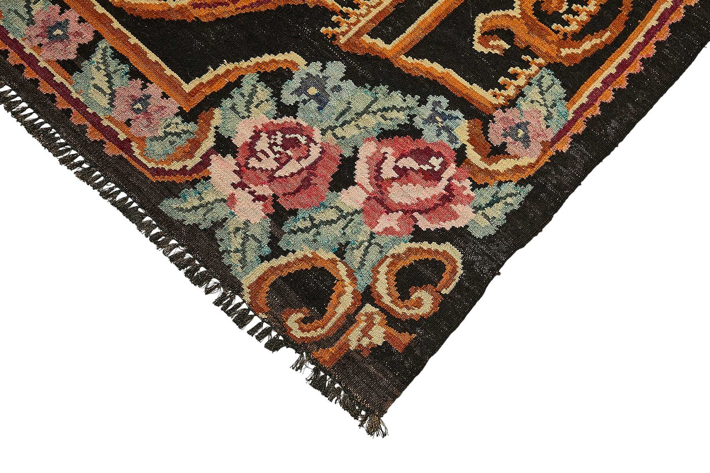 6x9 Black Vintage Moldovan Kilim Rug - 51307