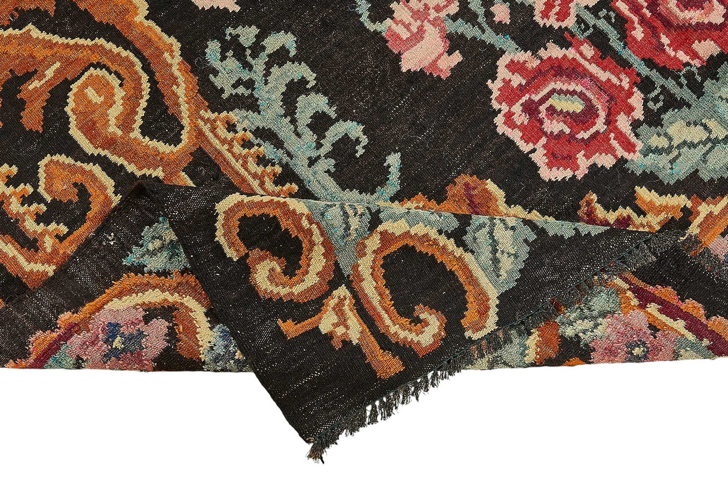 6x9 Black Vintage Moldovan Kilim Rug - 51307