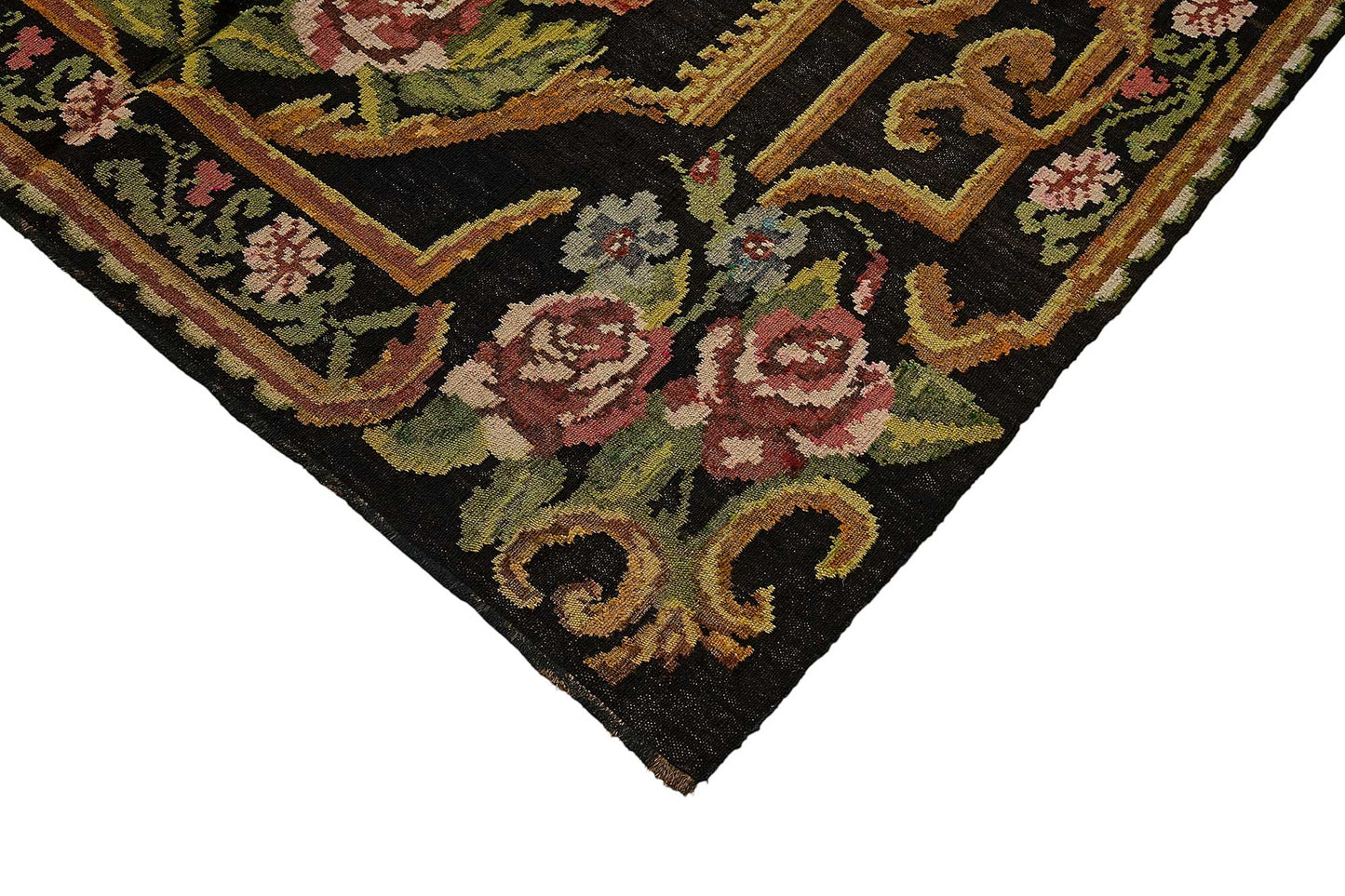 5x10 Black Vintage Moldovan Kilim Rug - 51309