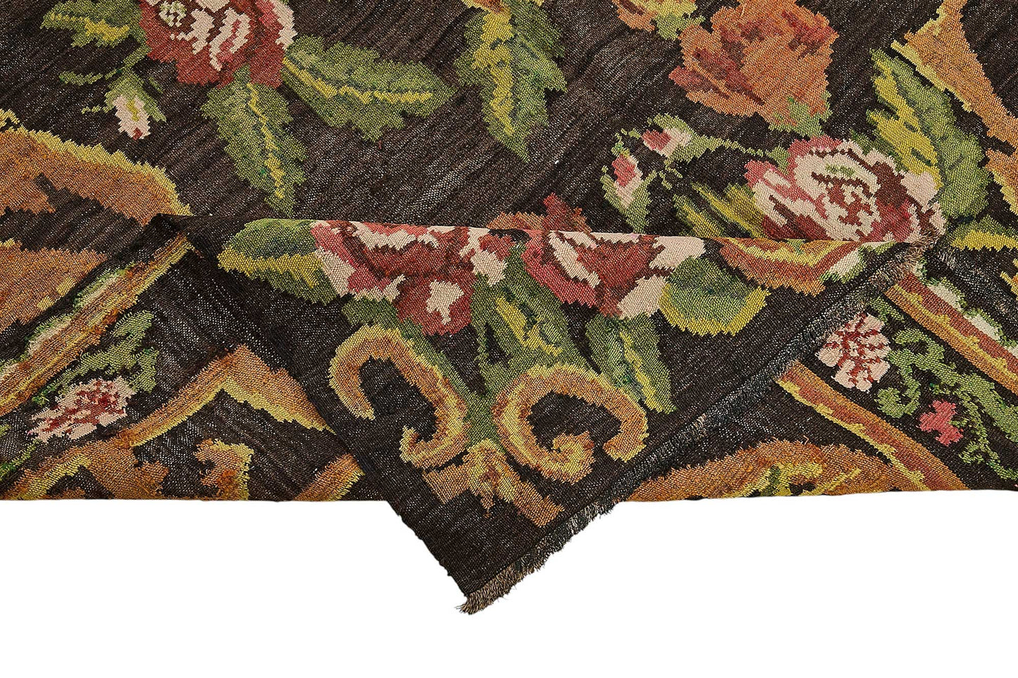 5x10 Black Vintage Moldovan Kilim Rug - 51309