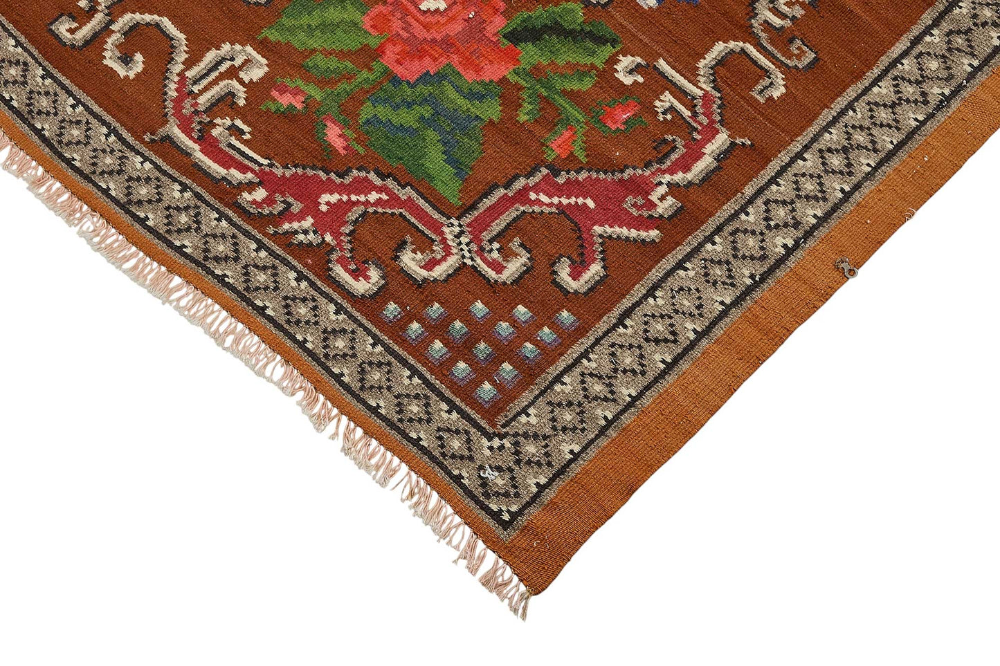6x8 Orange Vintage Moldovan Kilim Rug - 51310
