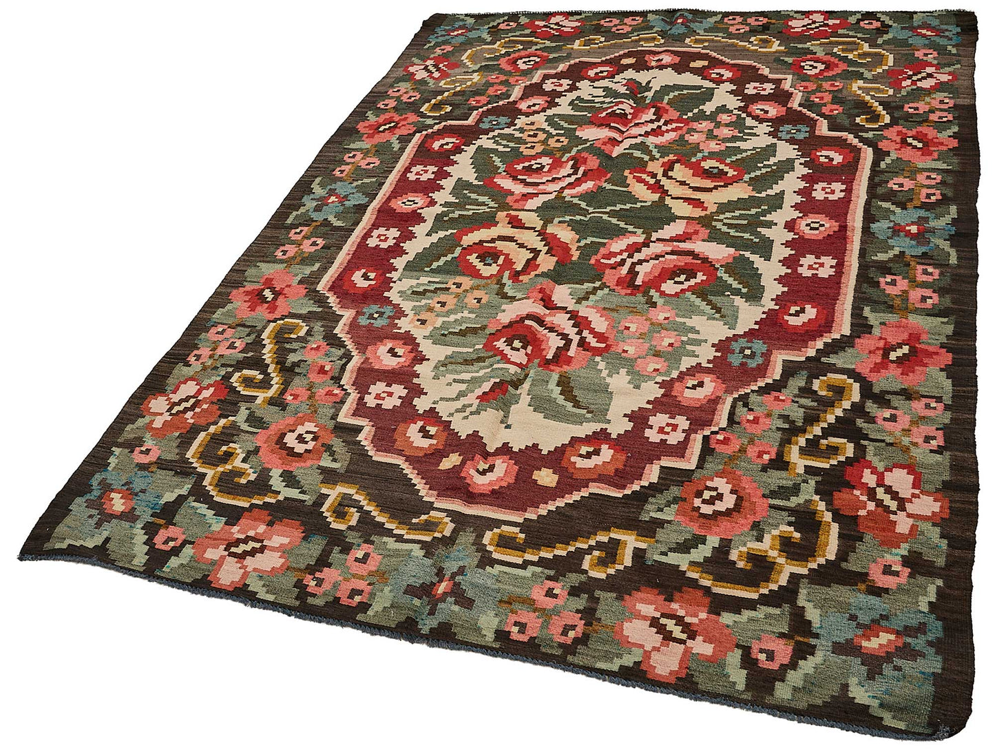 6x9 Black Vintage Moldovan Kilim Rug - 51318