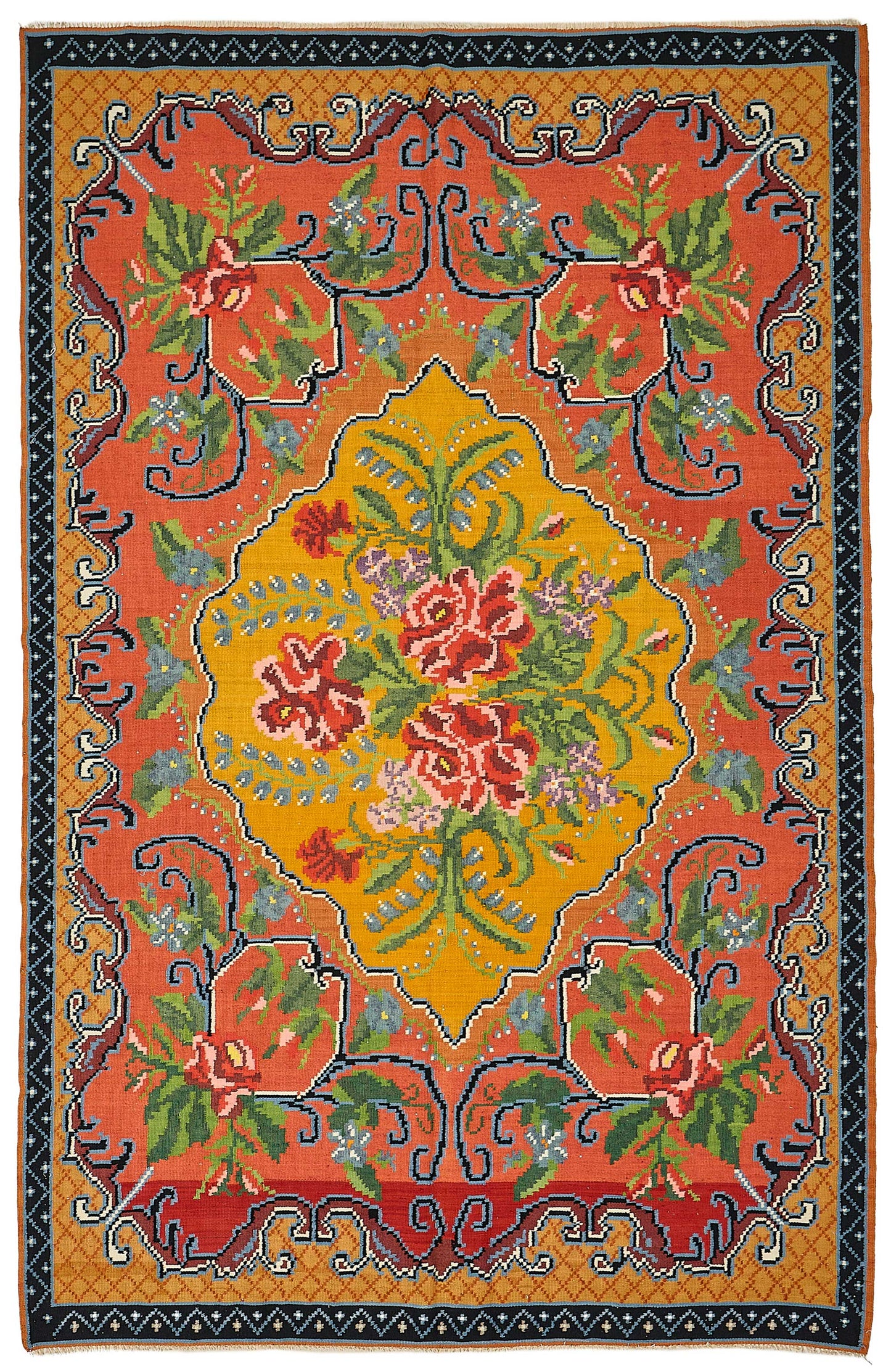 6x10 Black Vintage Moldovan Kilim Rug - 51323