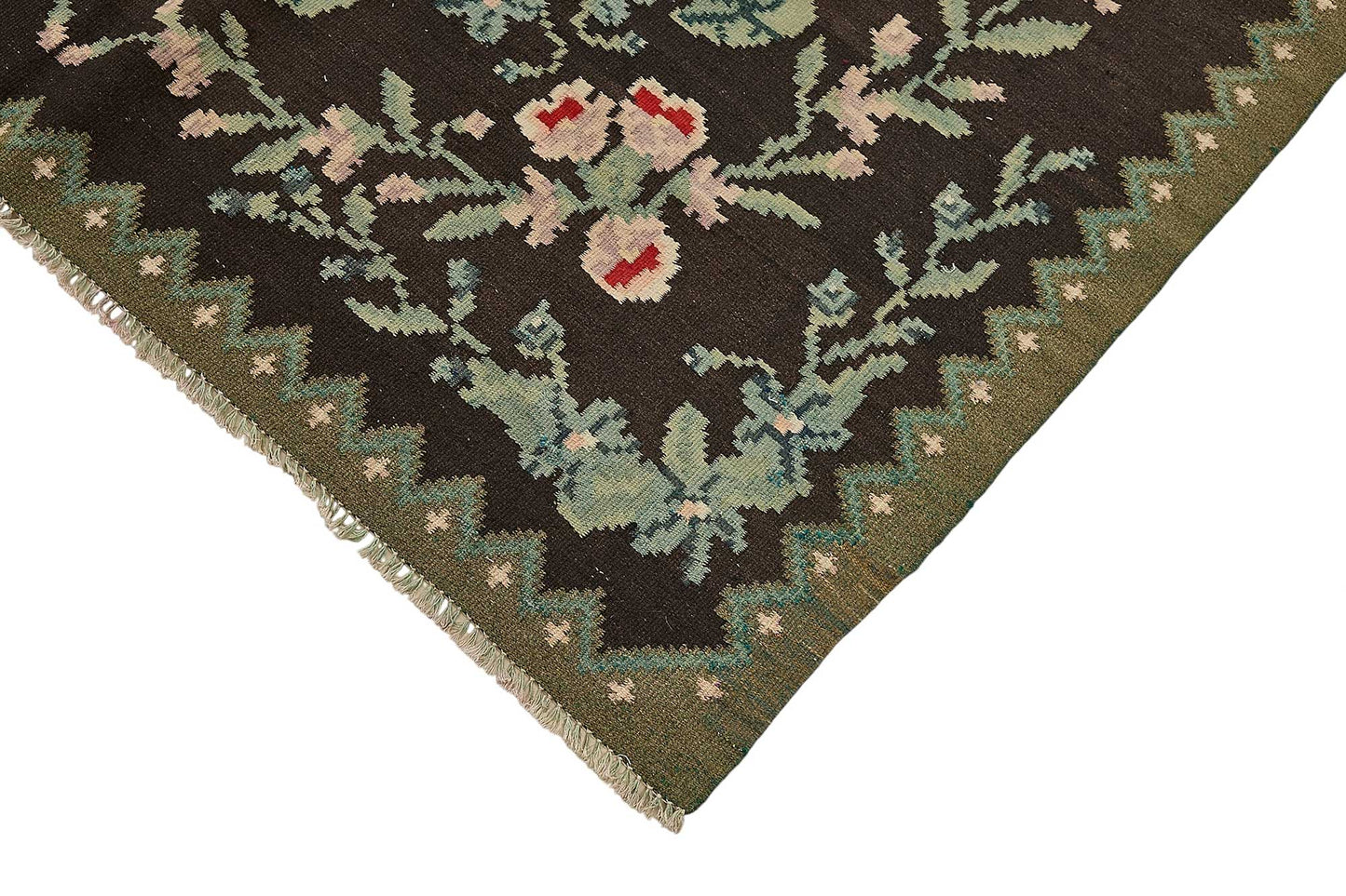 6x9 Black Vintage Moldovan Kilim Rug - 51325