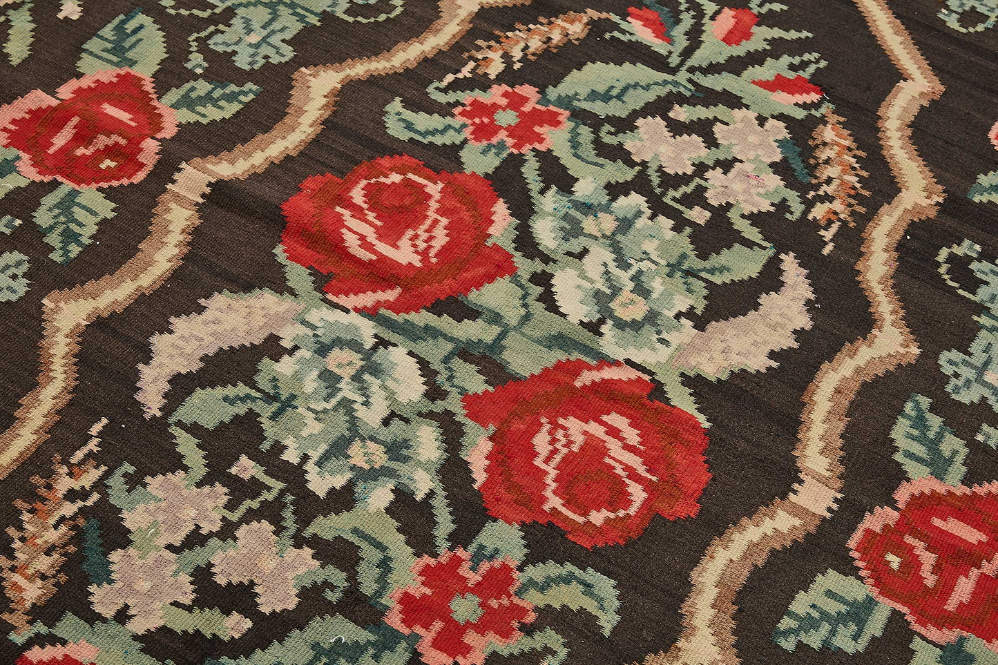 6x9 Black Vintage Moldovan Kilim Rug - 51325