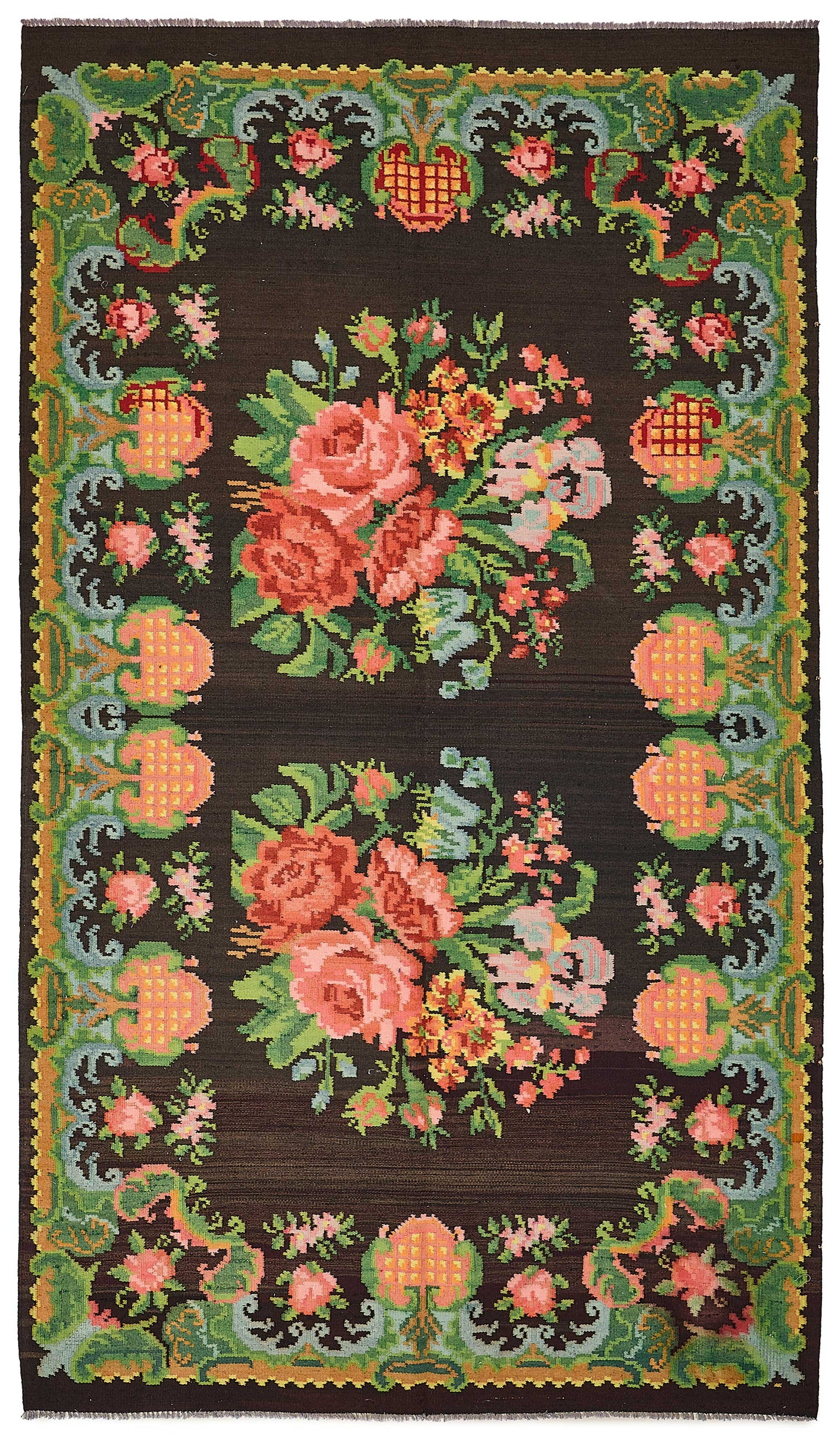 6x10 Brown Vintage Moldovan Kilim Rug - 51326