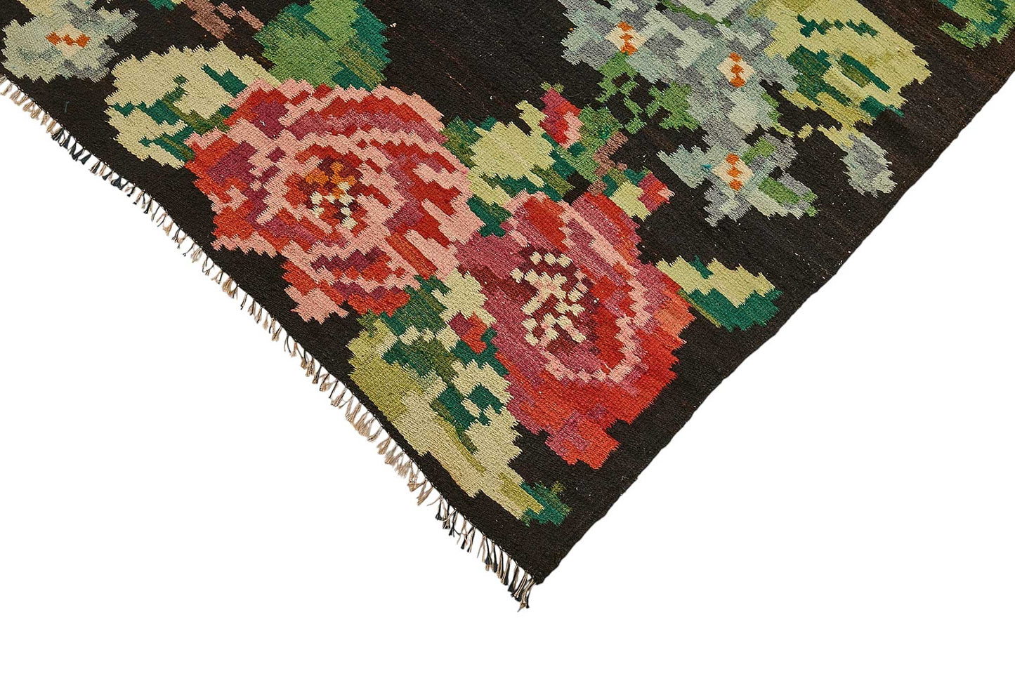 6x9 Black Vintage Moldovan Kilim Rug - 51327