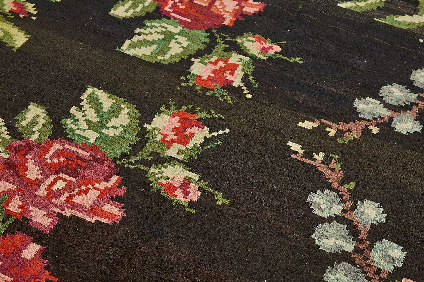 6x9 Black Vintage Moldovan Kilim Rug - 51327