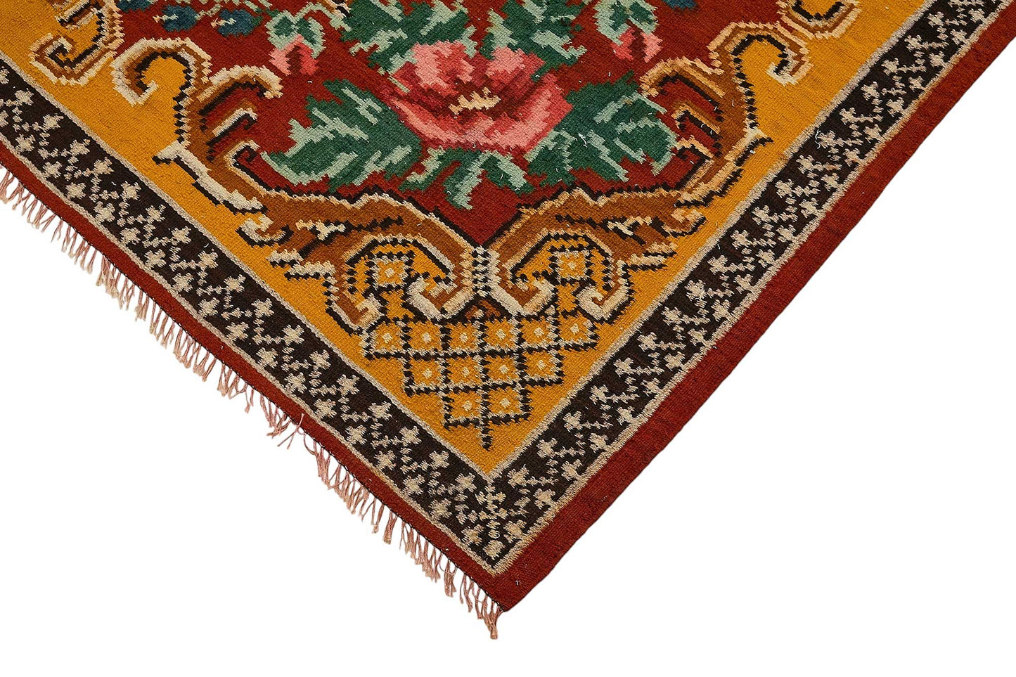 6x8 Yellow Vintage Moldovan Kilim Rug - 51328
