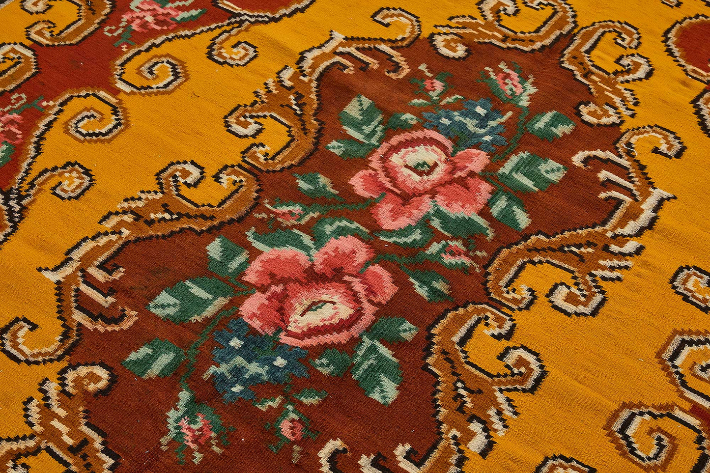 6x8 Yellow Vintage Moldovan Kilim Rug - 51328