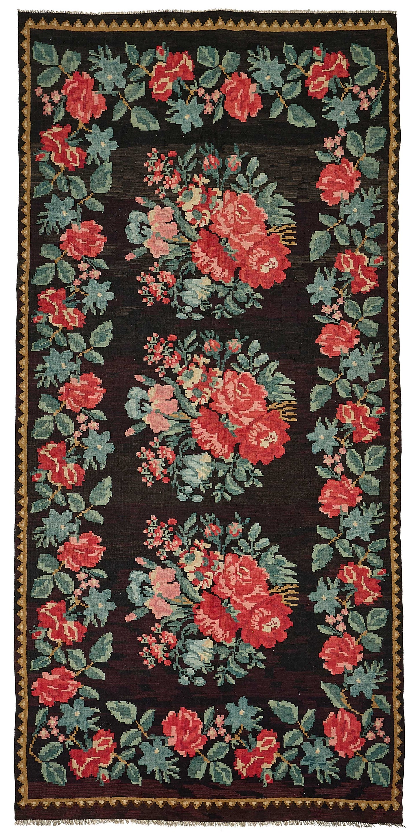 6x12 Black Vintage Moldovan Kilim Rug - 51330