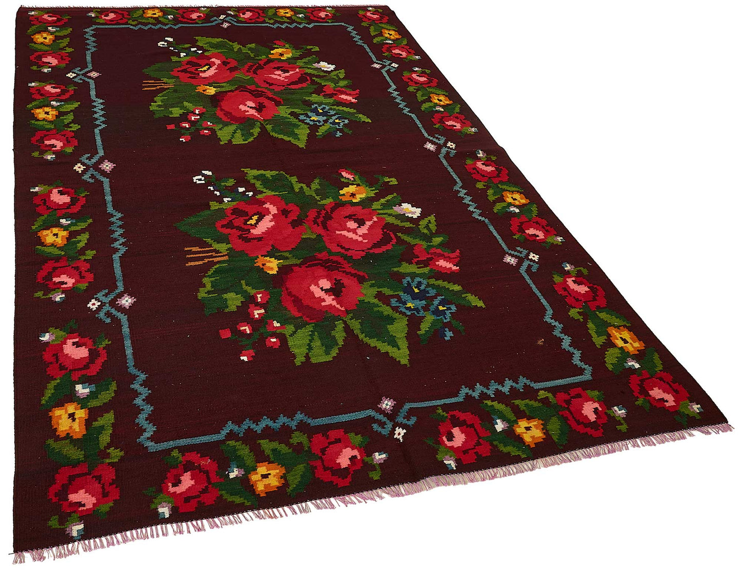 5x8 Brown Vintage Moldovan Kilim Rug - 51331