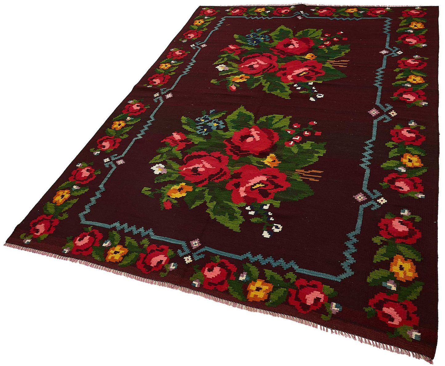 5x8 Brown Vintage Moldovan Kilim Rug - 51331