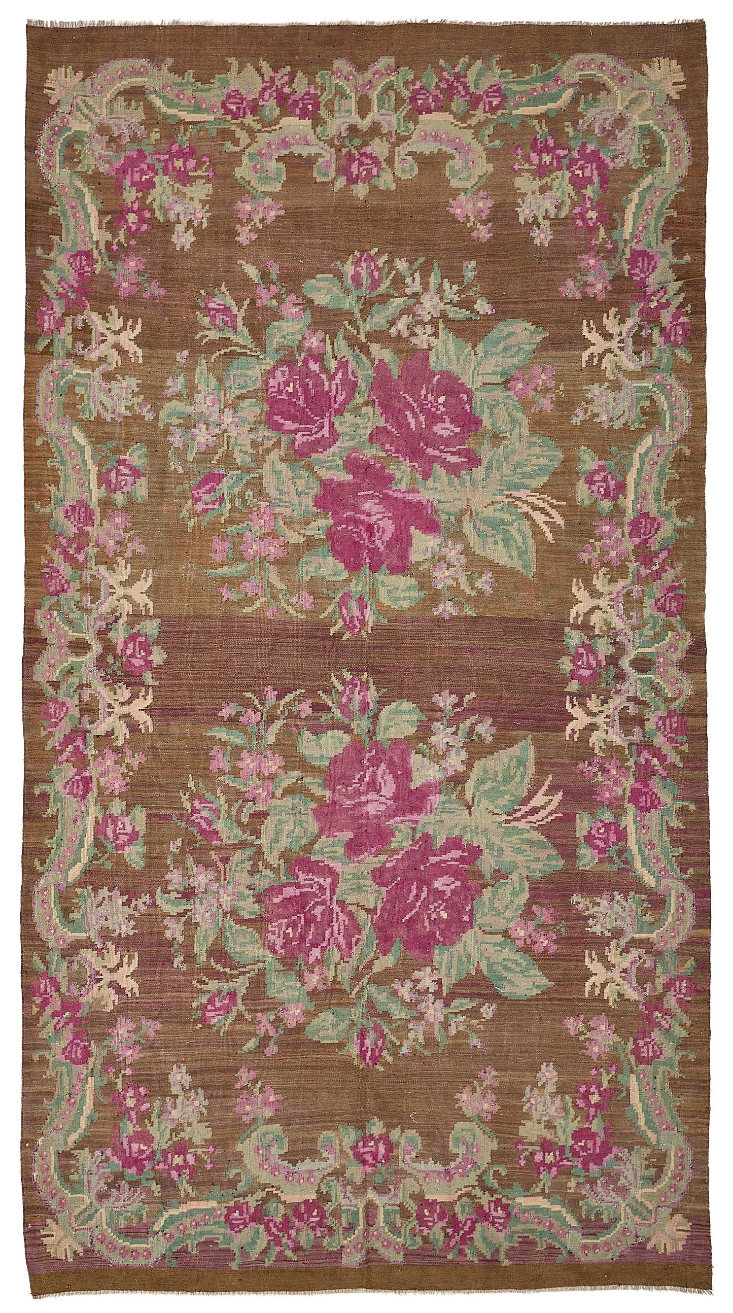 6x11 Brown Vintage Moldovan Kilim Rug - 51333