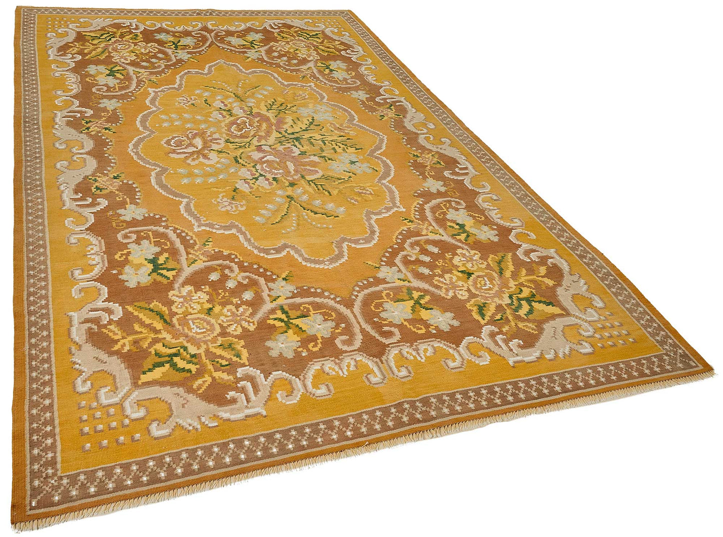 6x10 Yellow Vintage Moldovan Kilim Rug - 51335