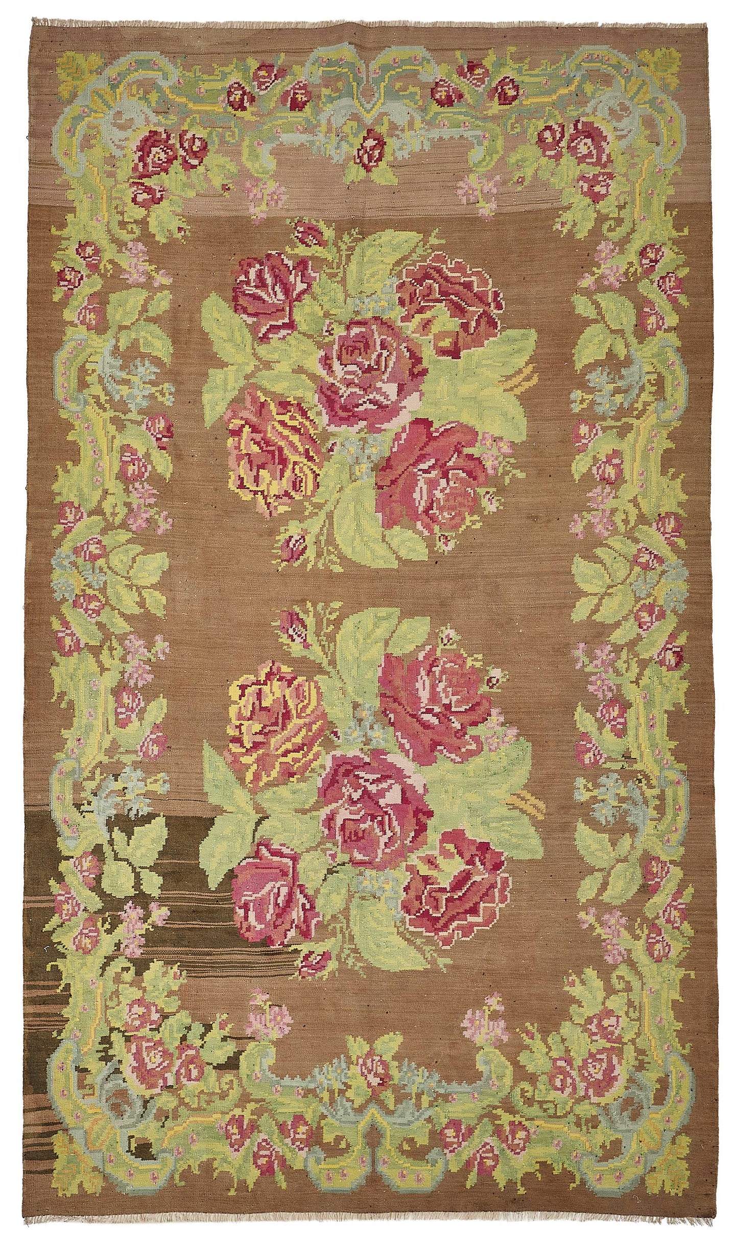 6x11 Brown Vintage Moldovan Kilim Rug - 51336
