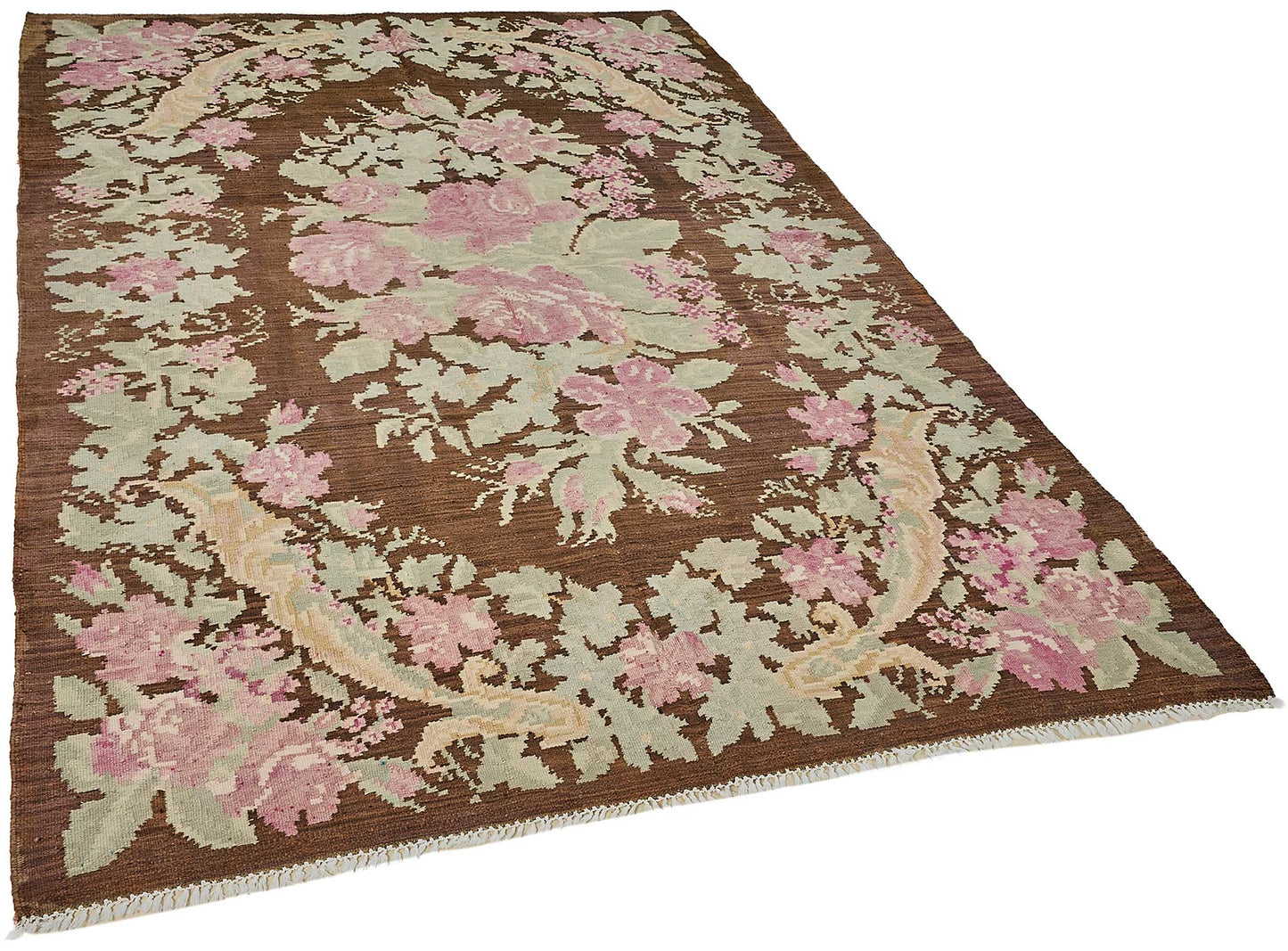 6x8 Brown Vintage Moldovan Kilim Rug - 51337