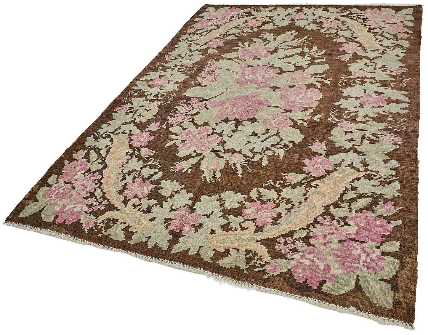 6x8 Brown Vintage Moldovan Kilim Rug - 51337