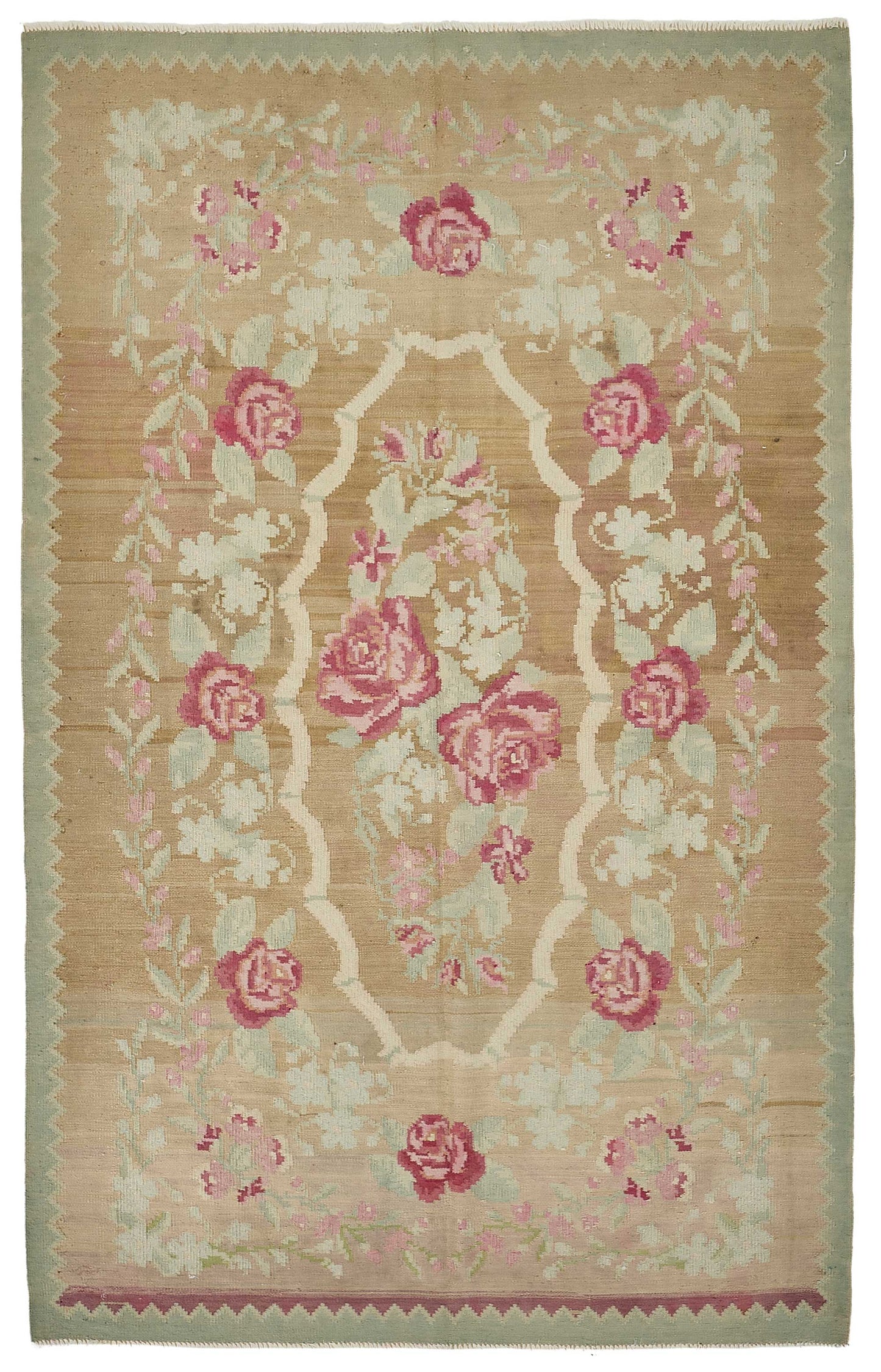 6x9 Brown Vintage Moldovan Kilim Rug - 51342