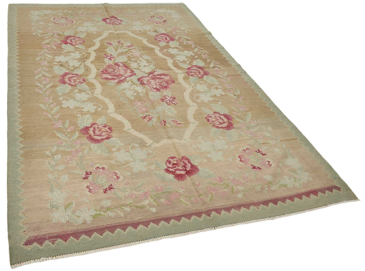 6x9 Brown Vintage Moldovan Kilim Rug - 51342