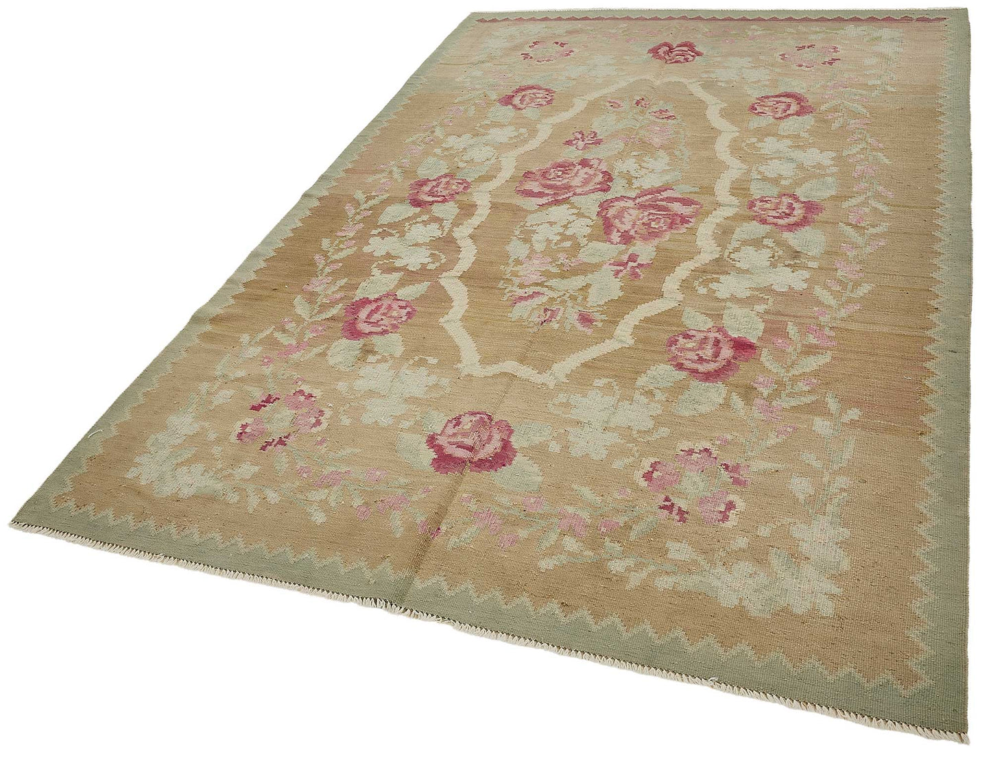 6x9 Brown Vintage Moldovan Kilim Rug - 51342