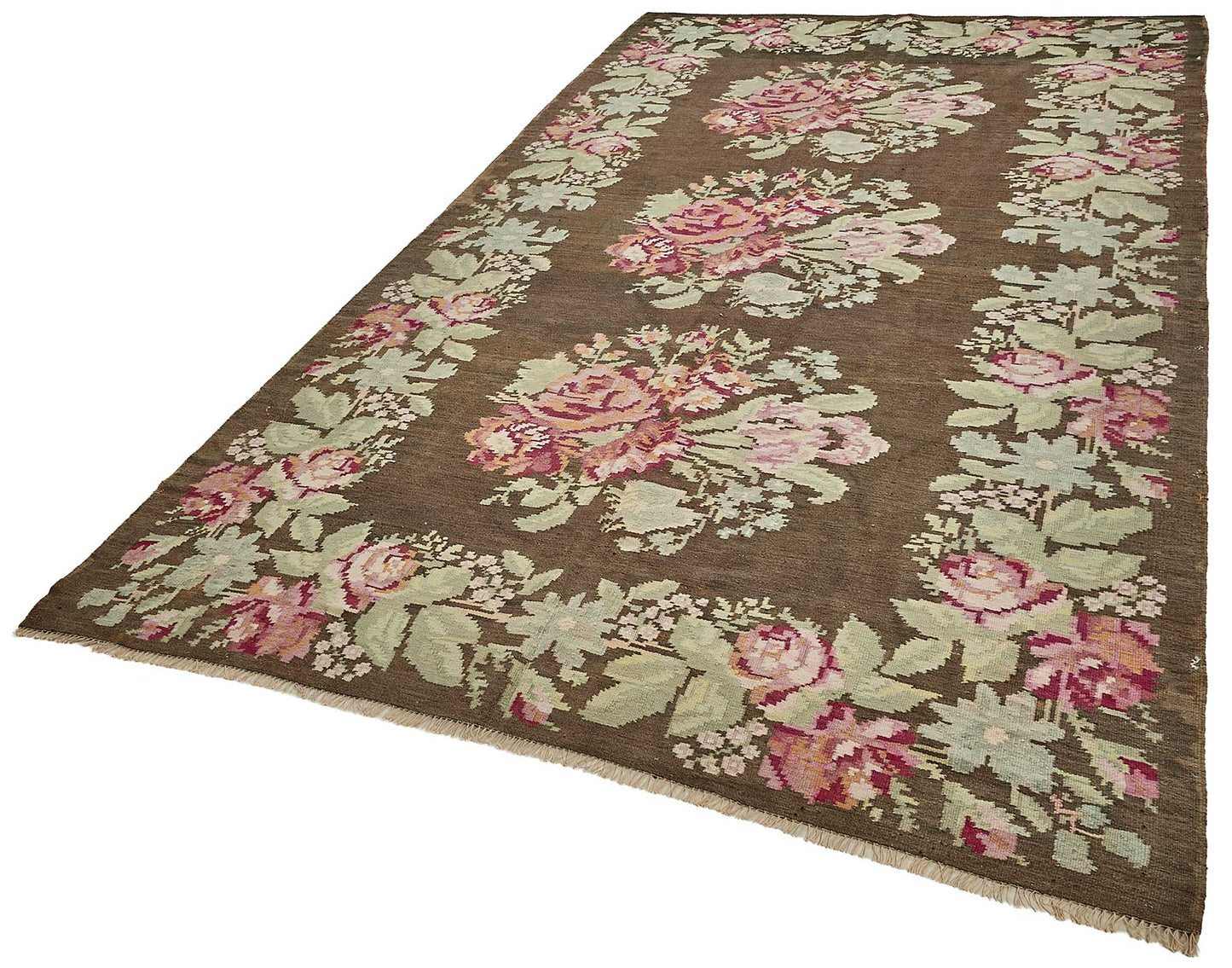 6x11 Brown Vintage Moldovan Kilim Rug - 51345