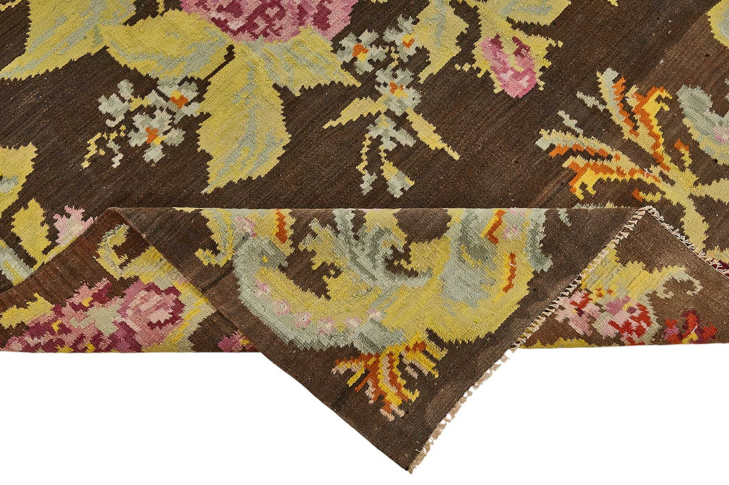 6x11 Brown Vintage Moldovan Kilim Rug - 51351