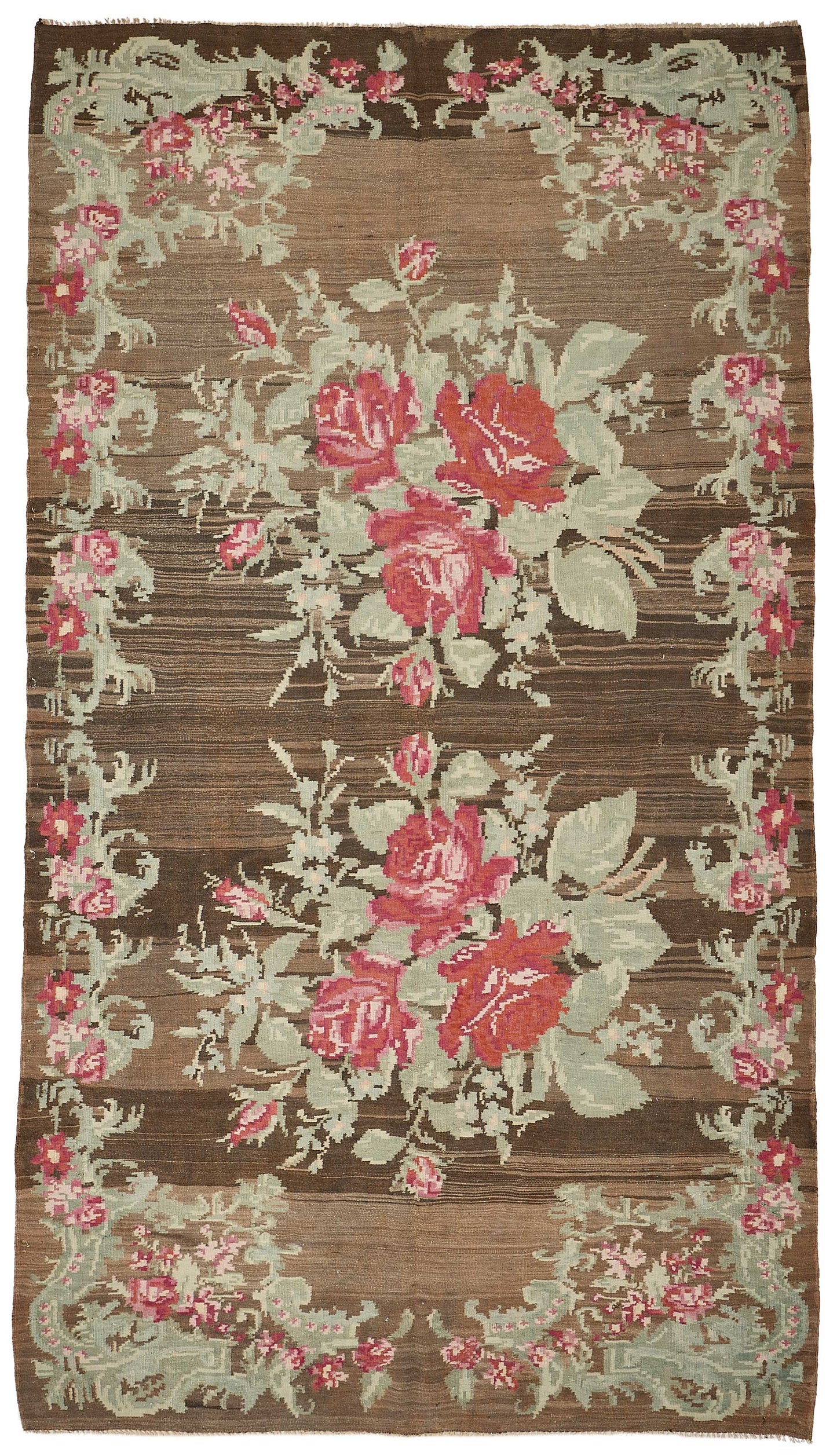 6x10 Brown Vintage Moldovan Kilim Rug - 51352