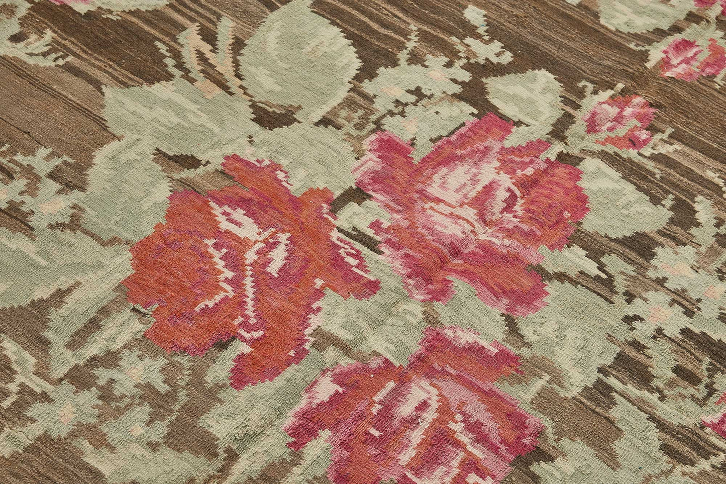 6x10 Brown Vintage Moldovan Kilim Rug - 51352