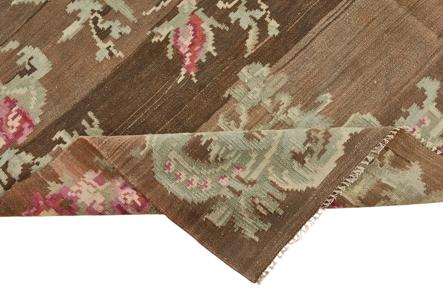 6x10 Brown Vintage Moldovan Kilim Rug - 51352