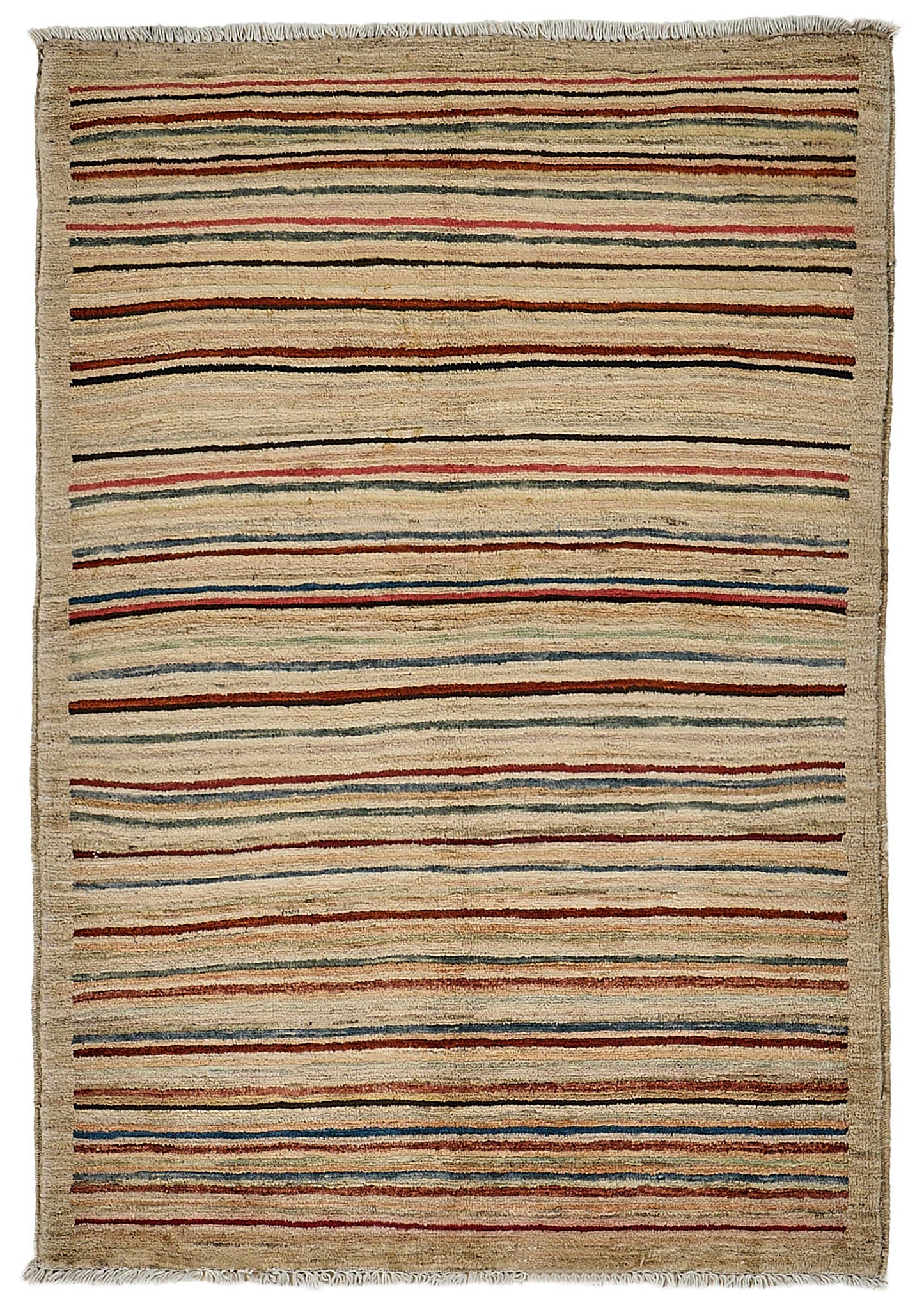 3x5 Beige Modern Striped Oushak Rug - 51387
