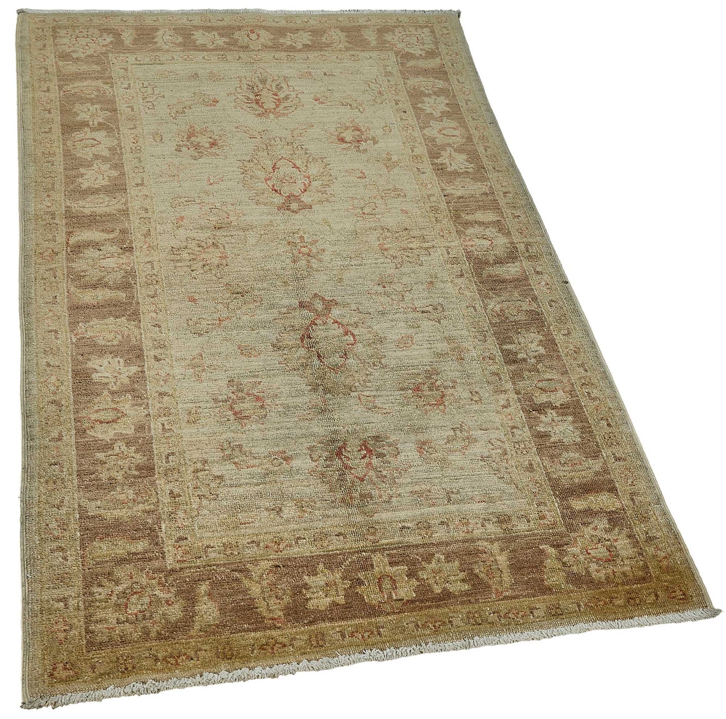 3x5 Beige Traditional Floral Medallion Oushak Rug - 51394