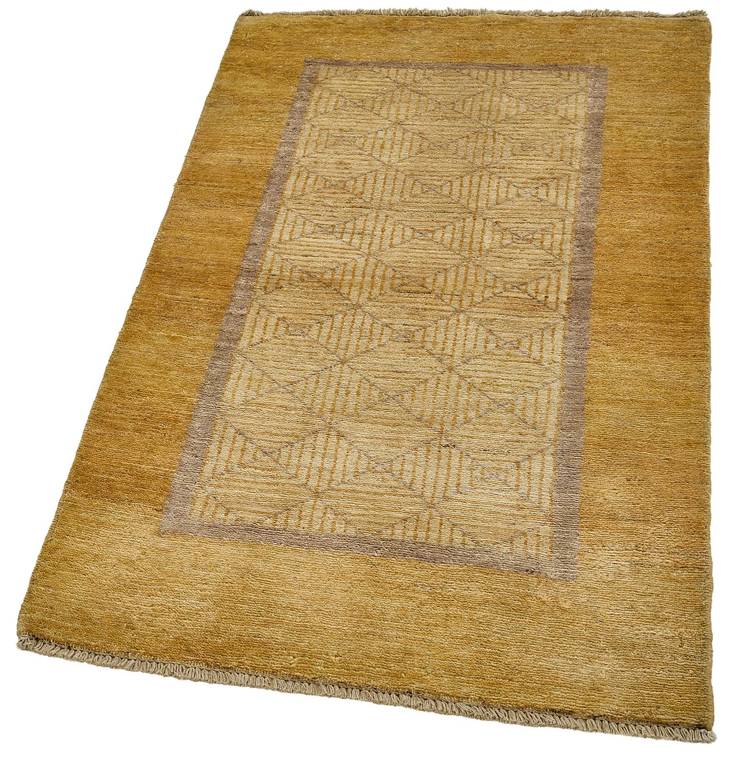 3x4 Beige Contemporary Geometric Oushak Rug - 51399