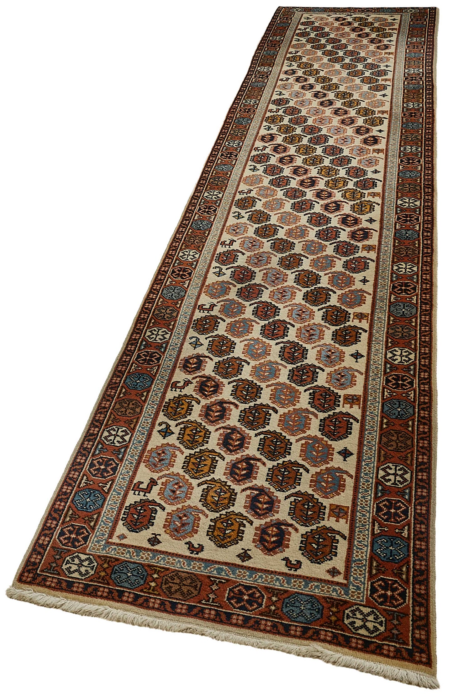 2x12 Beige Traditional Geometric Oushak Rug - 51410