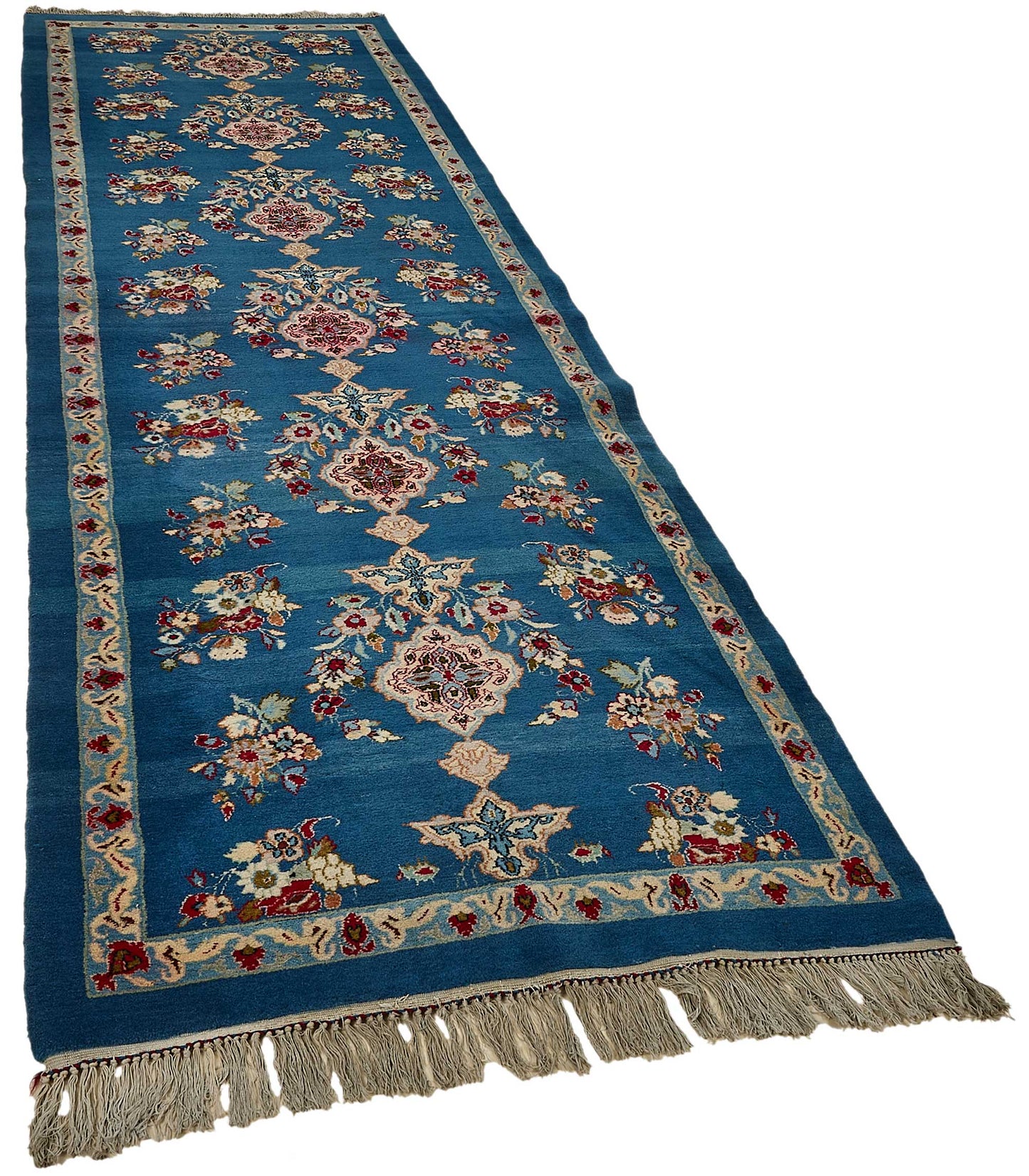 4x12 Blue Floral Medallion Oushak Rug - 51456
