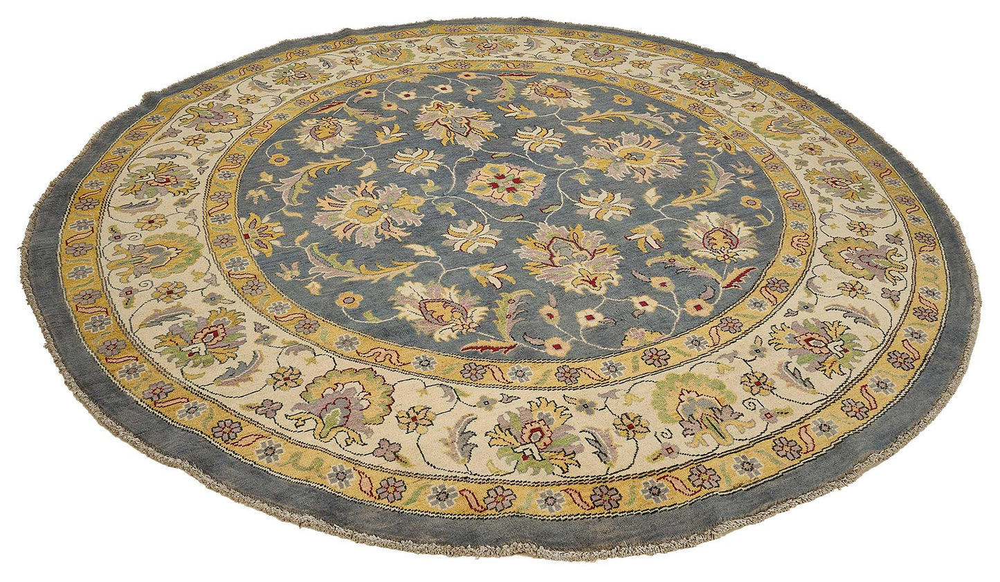 8x8 Beige Traditional Floral Oushak Rug - 51457
