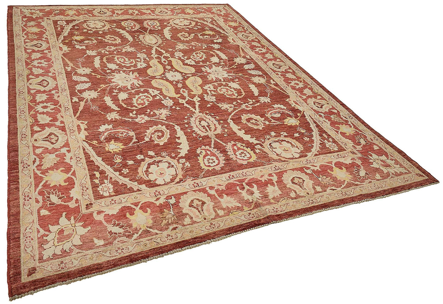 7x10 Red Traditional Floral Oushak Rug - 51465