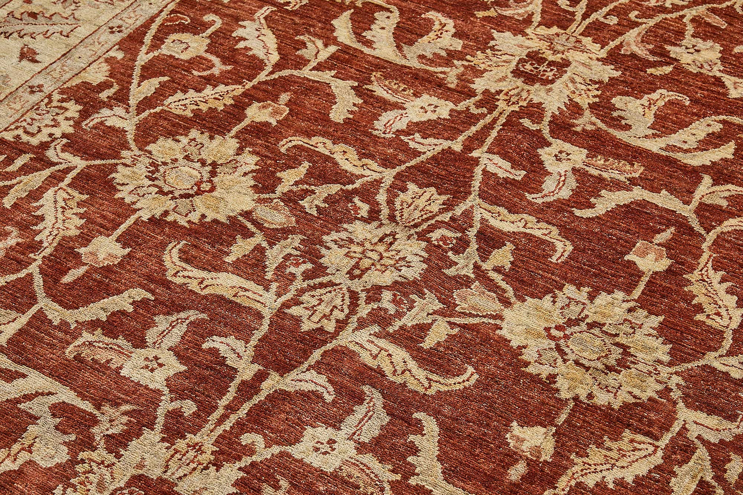 6x9 Red Handmade Floral Oushak Rug - 51474
