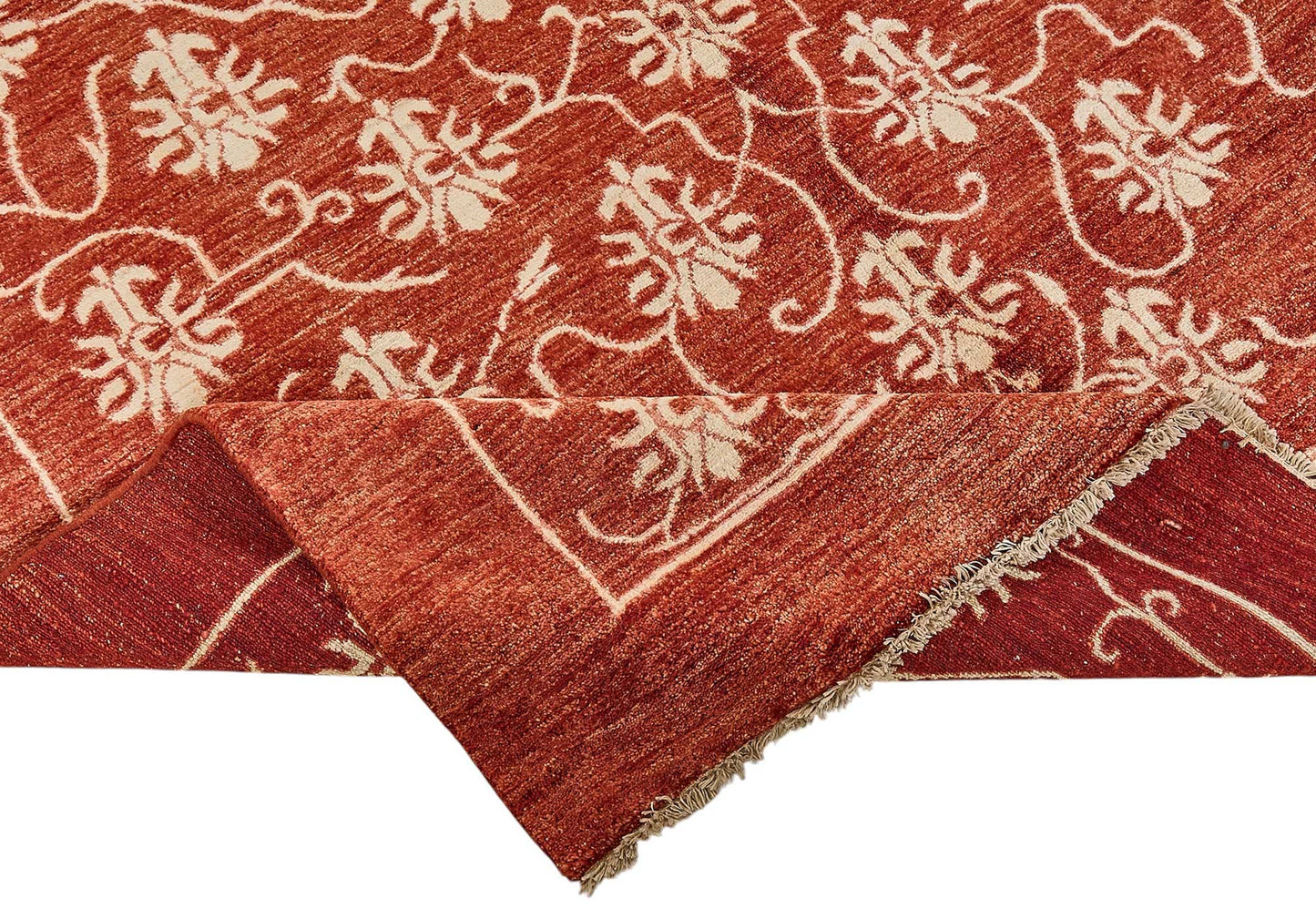 6x8 Red Turkish Floral Oushak Rug - 51475