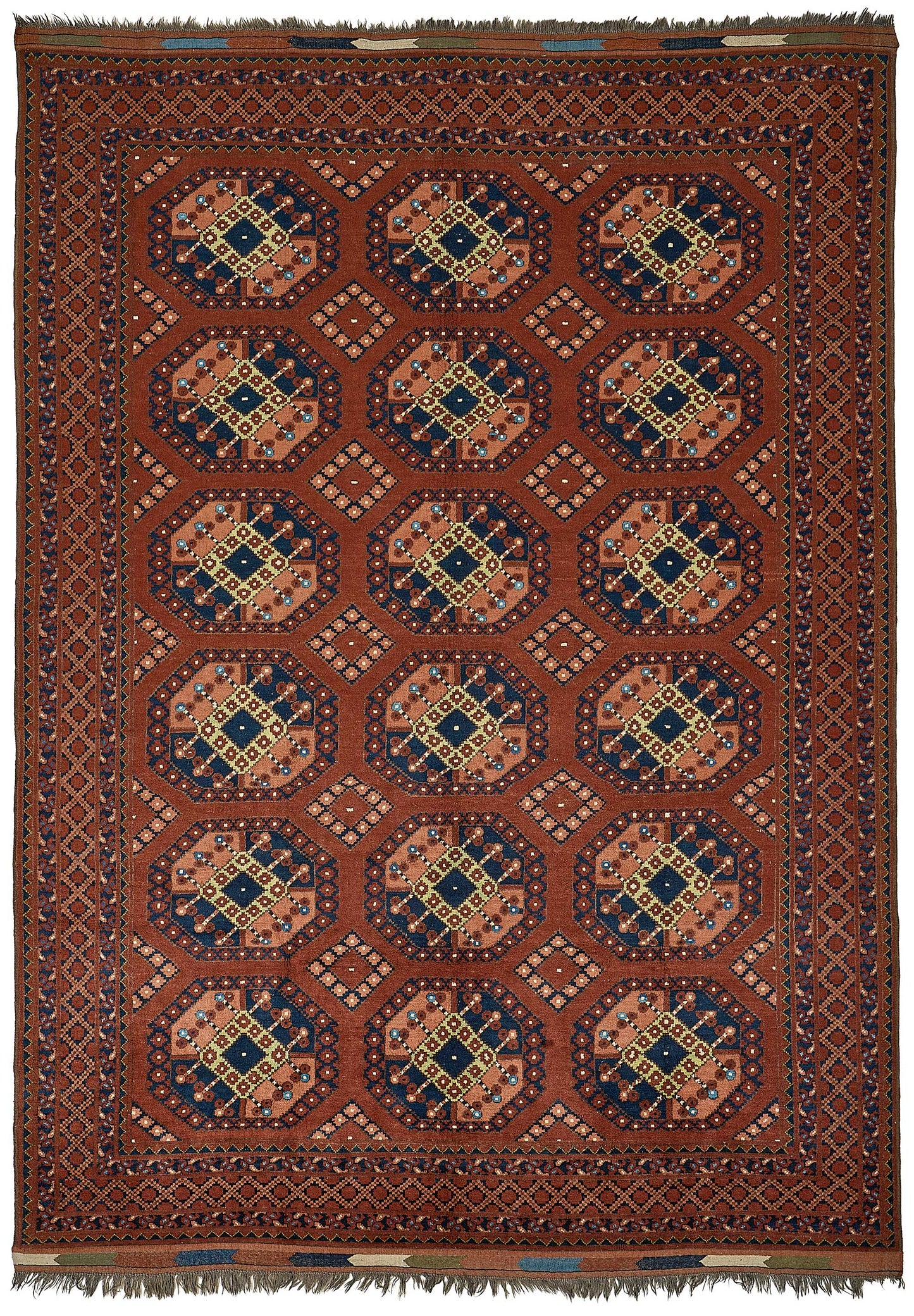 7x10 Red Tribal Geometric Oushak Rug - 51476